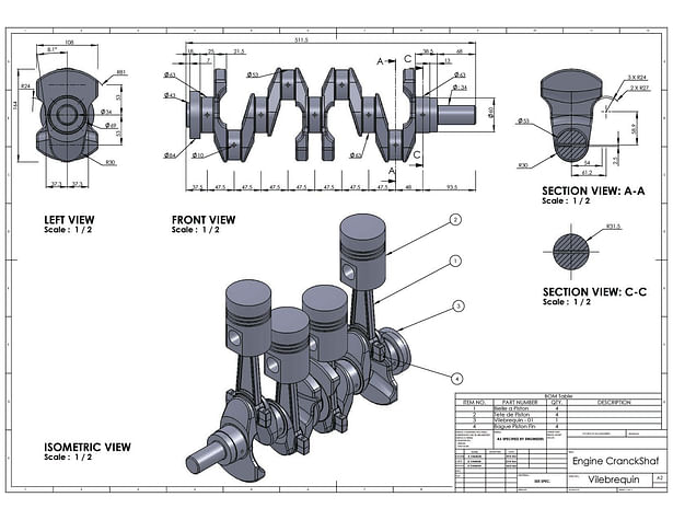 Engine Assembly & Cranckshaft (SolidWorks Project)