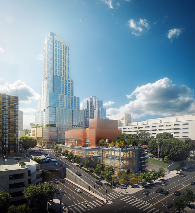 View from Hill Street and 2nd Street intersection. Image Courtesy of Frank O. Gehry & Gehry Partners, LLP