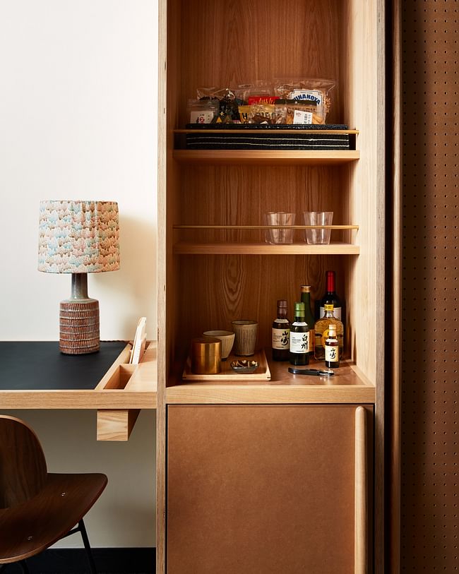 Guest room minibar. Photo: Stephen Kent Johnson.