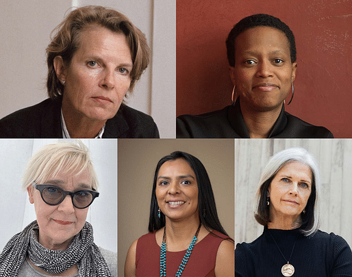 2021 Women in Architecture Award Winners. (Top Row L-R) Annabelle Selldorf and Amanda Williams. (Bottom Row L-R) Julie Bargmann, Tamarah Begay, and Deborah Berke.