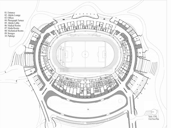Stadium ground floor plan. Courtesy of MAD Architects.