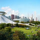 South View: Rising up from the land and crescendoing to a “floating” disc, the tallest points of the Lucas Museum will feature an observation deck, providing visitors with stunning views of both Chicago and Lake Michigan.   Image courtesy Lucas Museum of Narrative Art