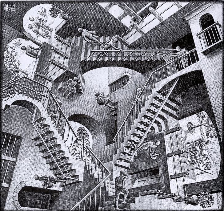 Relativity, by M. C. Escher. Lithograph, 1953.