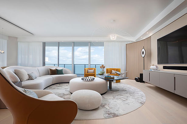 Living Room Design - Modern Beachfront Fort Lauderdale Condo by DKOR Interiors
