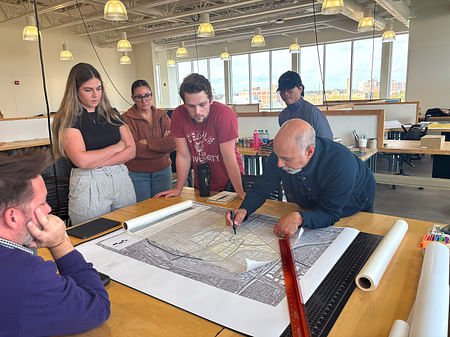 Studio design charrette with professional architects. Image courtesy of the Tyler School of Art and Architecture