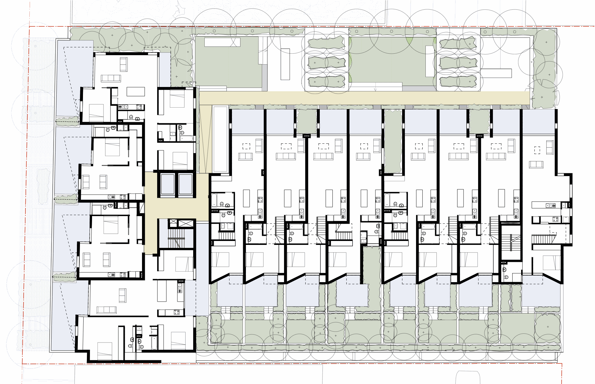 Plan at podium level (3rd Floor).