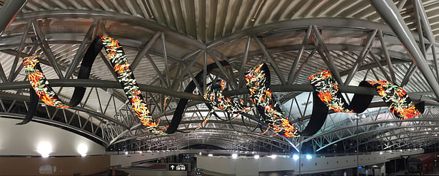 ©Daniel Canogar Tendril. Permanent Public Art by Daniel Canogar at Tampa Intl. Airport in Florida, Main Terminal