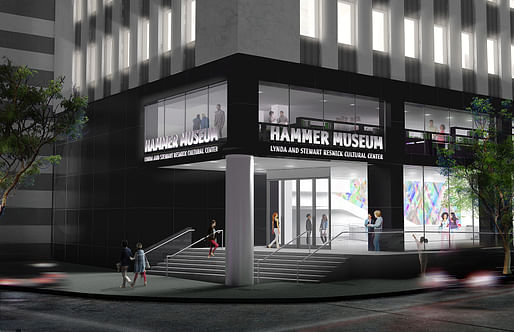 Preliminary rendering of the Hammer’s new corner entrance, located in Los Angeles, by Michael Maltzan Architecture. Image: Michael Maltzan Architecture.
