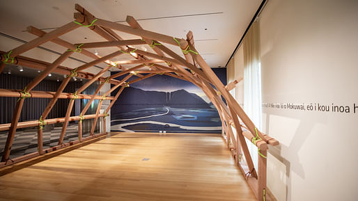 Installation of 'Hālau Kūkulu Hawaiʻi: A Home That Builds Multitudes' by After Oceanic Built Environments Lab and Leong Leong Architecture in 'Making Home—Smithsonian Design Triennial' at the Cooper Hewitt, Smithsonian Design Museum. Photo: Ann Sunwoo © Smithsonian Institution