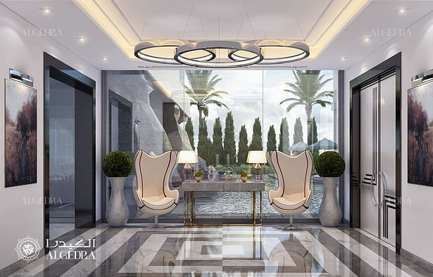 Luxury modern villa hall interior