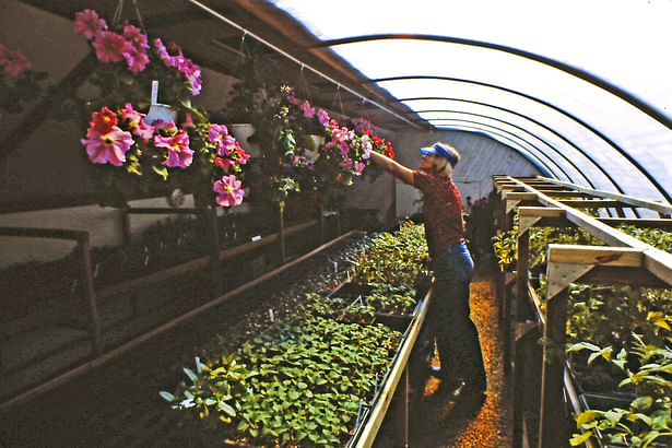 Inside the main greenhouse and the mobile platform. 