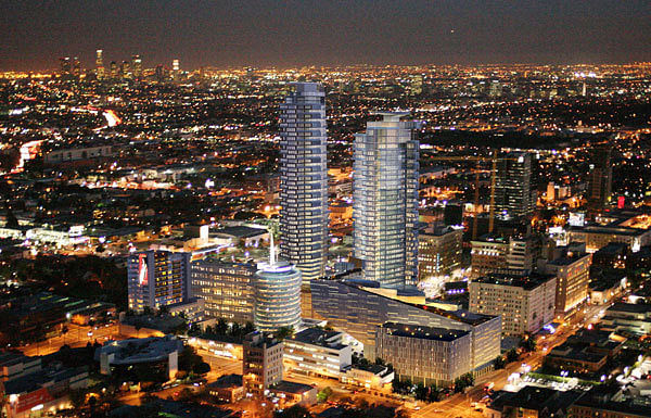 An artist's rendering of the project near the Capitol Records building in Hollywood. (Handel Architects)