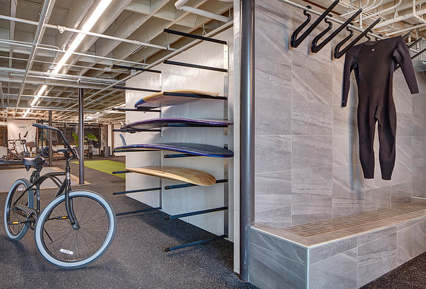 Brixton Capital Headquarters Surfboard and Wet Suit Storage, Photo by Stephen Whalen