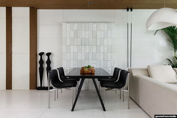 Dining table in the kitchen-living room 