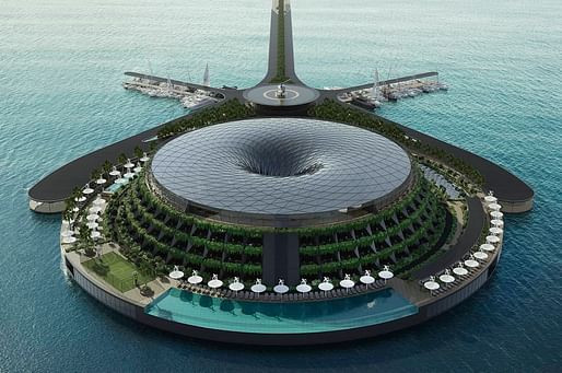 Eco Floating Hotel by Hayri Atak Architectural Design Studio. Image render courtesy of the Radical Innovation Awards.