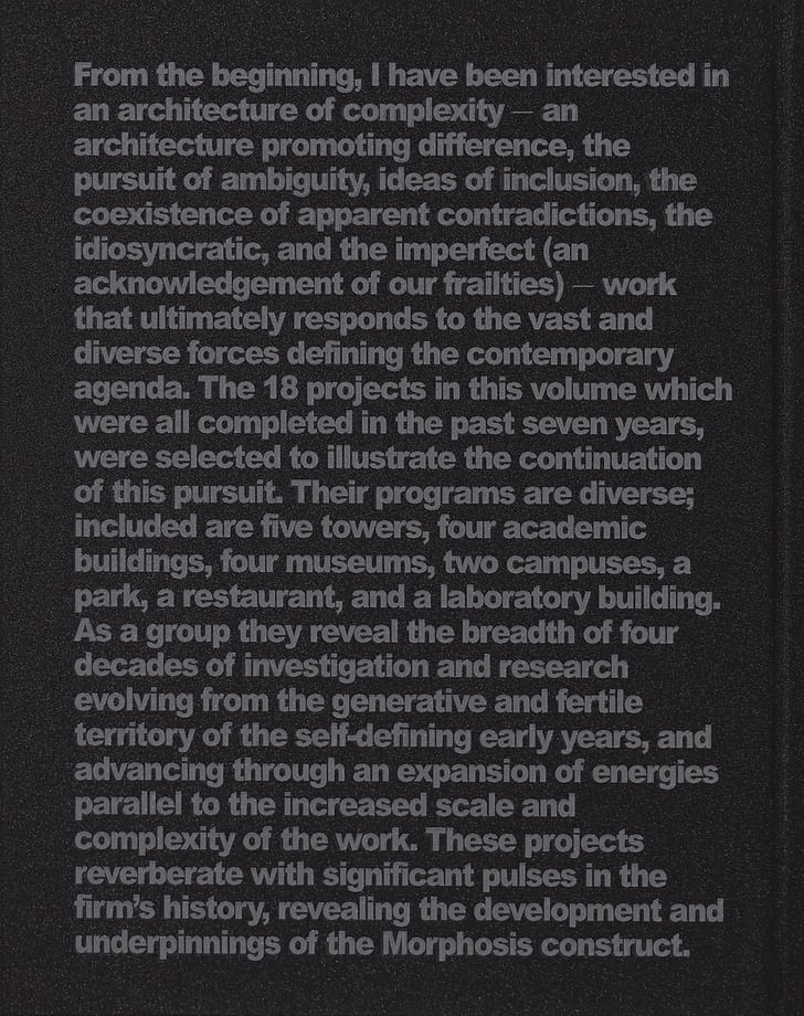 Back Cover of 'M.' Image: Morphosis Architects.