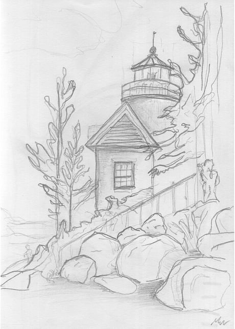 Sketch of a Lighthouse in Bass Harbor, Maine