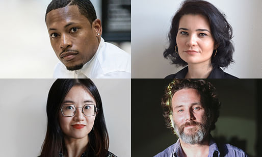 The 2021 Wheelwright Prize finalists (clockwise from top left): Germane Barnes, Iulia Statica, Luis Berríos-Negrón, and Catty Dan Zhang. Images courtesy of Harvard GSD.