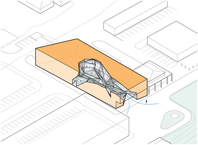 Diagram- interior void + mass. Illustration courtesy of Trahan Architects