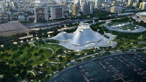 A rendering of the proposed Lucas Museum of Narrative Art. Credit: MAD Architects / Lucas Museum of Narrative Art