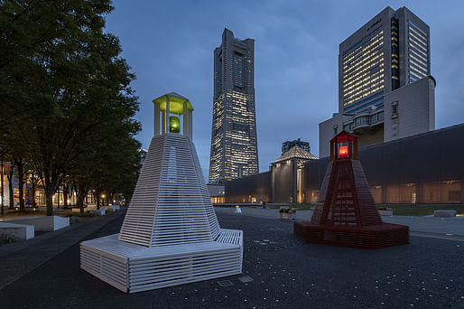 Exterior view of the 'Lighthouse in Yokohama' street furniture. Photo: Takeshi Noguchi.