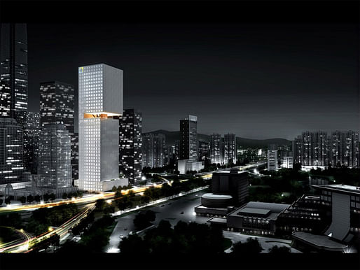 Rendering of the proposed Essence Financial Building in Shenzhen (Image courtesy of OMA)