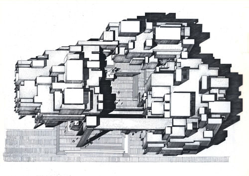 Orange County Government Center (Building Perspective) by Paul Rudolph