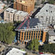 Aerial view of the building under construction