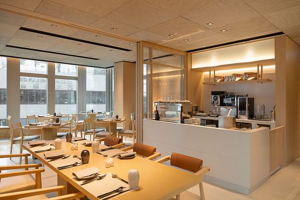 Interiors of all-day-dining with an open kitchen and interactive dining experience