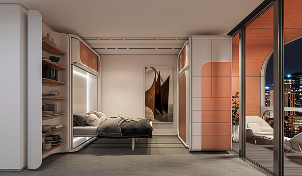 Studio Flat-Interior-Bedroom Condition[Render © Arian Hakimi Architects]