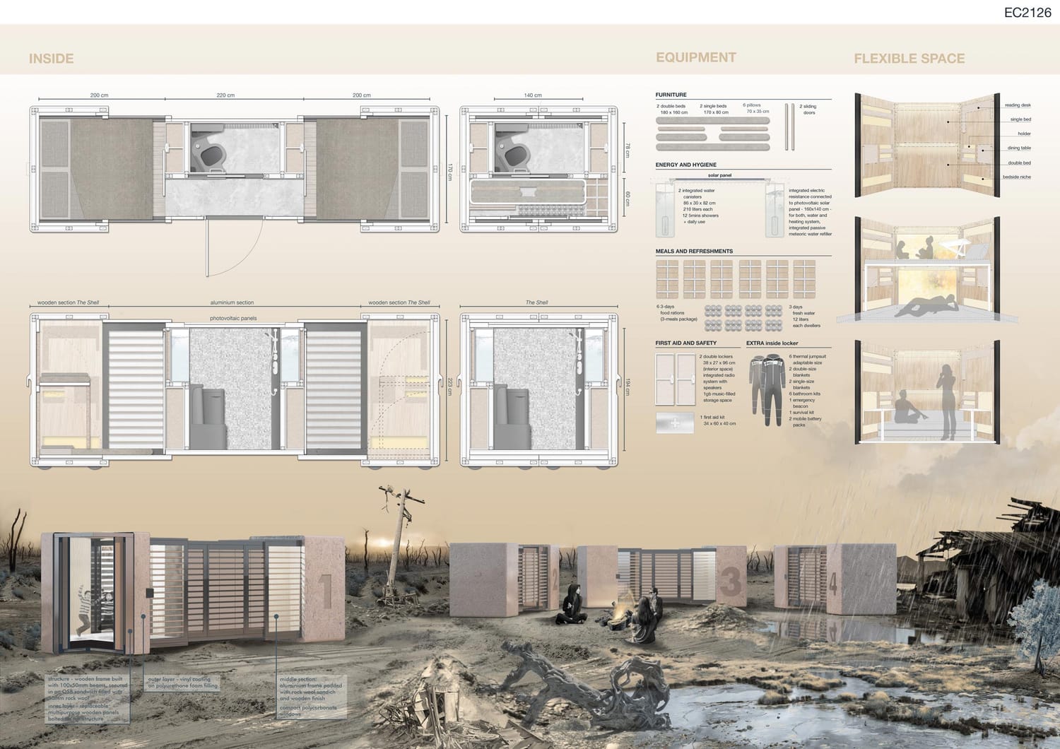 The winning “Shelter 48” results for emergency life-support design