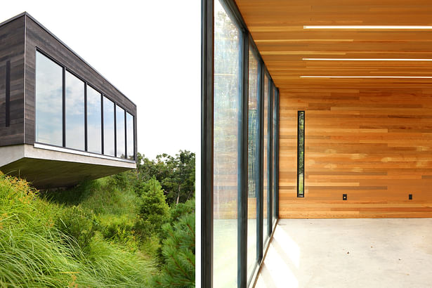 Cantilevered Garage with Expansive Glass and Bluff Views to the Ocean