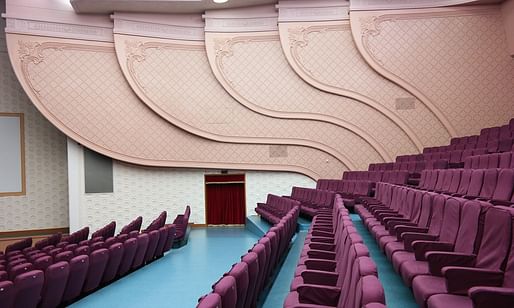 Interior of the recently rebuilt National Theatre in Pyongyang. Photo by: Oliver Wainwright, via The Guardian. 