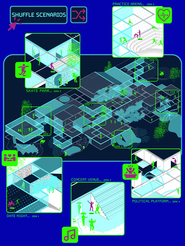 The undetermined programming of the project means the spaces can be appropriated in more ways and encourage user to engage more creatively. Every user can explore, appropriate, and impact this waterscape.