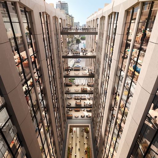 The first phase of Gensler's overhaul of the California Market Center is complete. Image courtesy of Brookfield Partners / Gensler. 