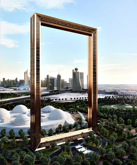 A rendering of the picture-perfect Dubai Frame (via thatdubaisite.com)