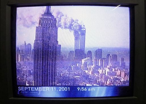 9/11 coverage on television in 2001, photo by Robert Couse-Baker