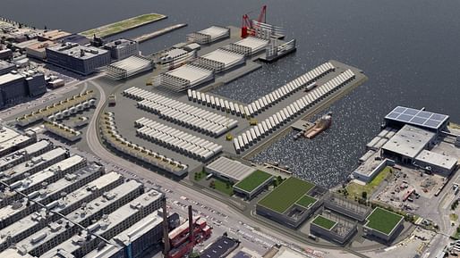 Rendering of concept for the South Brooklyn Marine Terminal offshore wind port facility. Image: Equinor