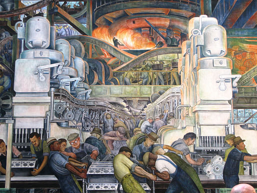 Diego Rivera, Detroit Industry Murals, North Wall (detail), 1932-33, fresco, at the Detroit Institute of Arts. Photo: cdschock/Flickr