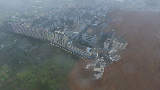 An aerial image shows the extend of the destruction. (Image via bbc.com)