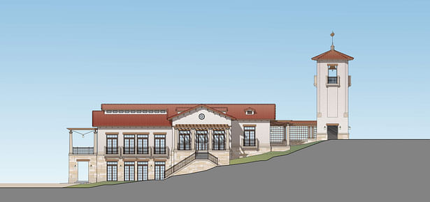 East elevation of the proposed visitor center