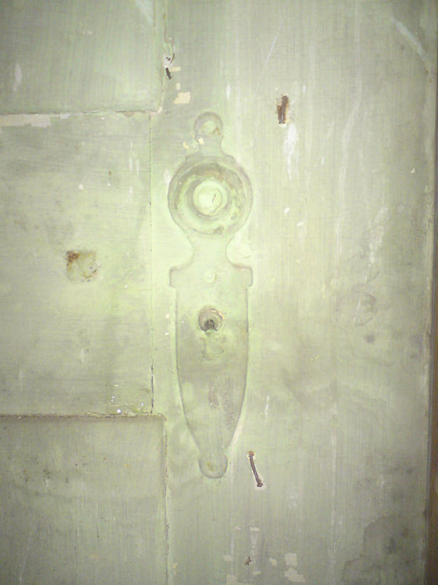 detail, lock plate, doors saved from a demolition of another house, approx. 1815