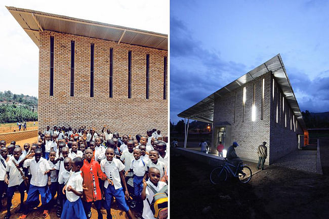 Night/ day view of the Kimisagara Football for Hope Center. Location: Kigali, Rwanda. Credit: Killian Doherty