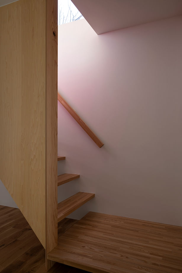 wall reflects the color of pink-painted staircase wall ©Mariko Yasaka