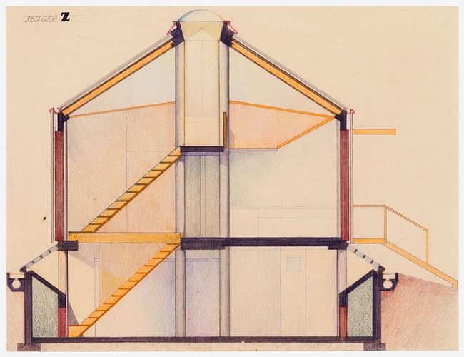 Cross section on the stairs for Casa Ferrario © Umberto Riva via Canadian Centre for Architecture, Montréal
