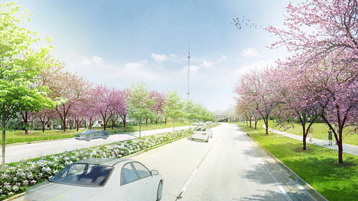“Flowering Forest Tribute” Procession along John Lewis Freedom Parkway. Rendering courtesy SWA Group.