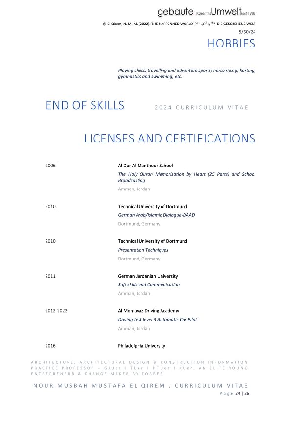Licenses and certifications