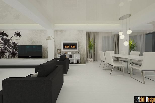 Amenajare living dormitor casa moderna cu etaj