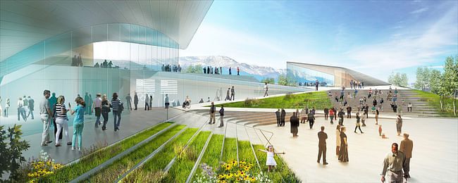 Preliminary Design Concept for the United States Olympic Museum: Plaza View, May 2015; Courtesy of Diller Scofidio + Renfro