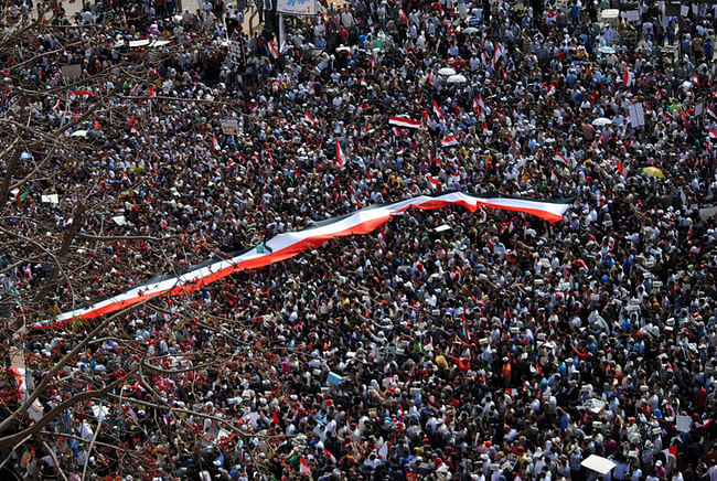 Images like this, from April 1 2011 in Tahrir Square, conveyed the scope of the Egyptian street protests to the rest of the world. Credit: Wikipedia